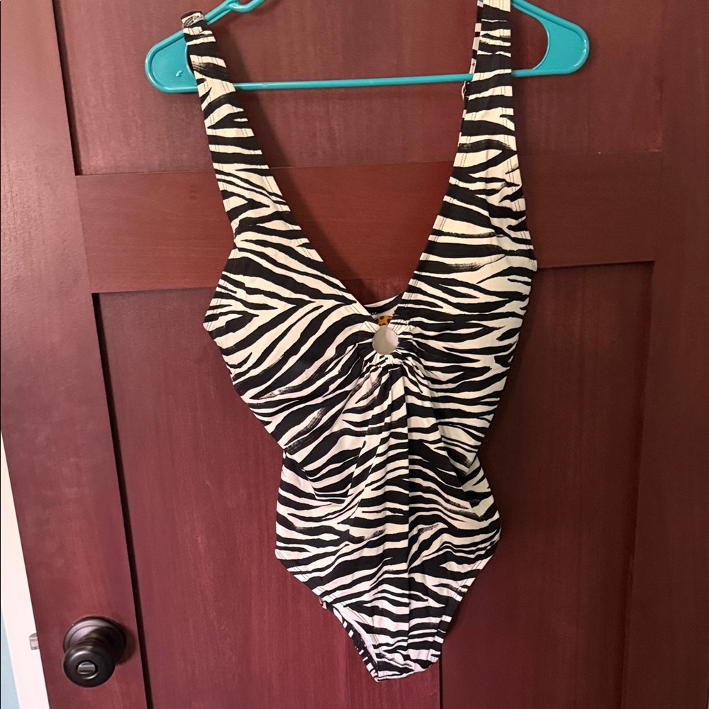 Jantzen Black and White Zebra One-Piece Swimsuit